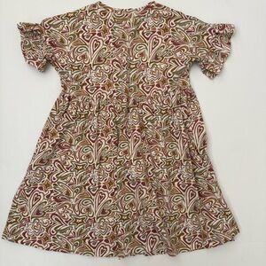 Rylee + Cru Heart & Floral Print Short Sleeve Dress - Pink, Tan, Olive